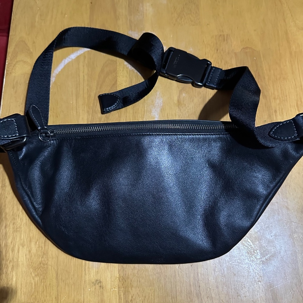 Black leather Fanny pack, Coach C2291 League Belt Bag, Unisex - Picture 2 of 6